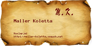 Maller Koletta névjegykártya